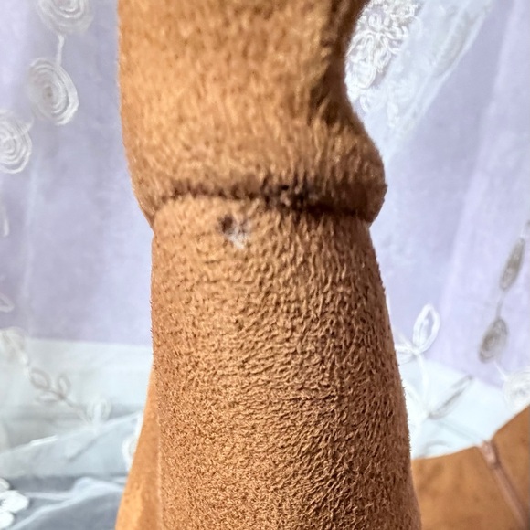 Elegant Wide Calf Tan Suede Platform Heeled Boots - Picture 12 of 15